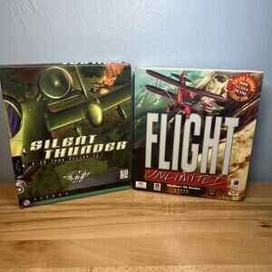 Lot of 2 Flight Unlimited & Silent Thunder Retro PC CD-ROM Games Windows 95